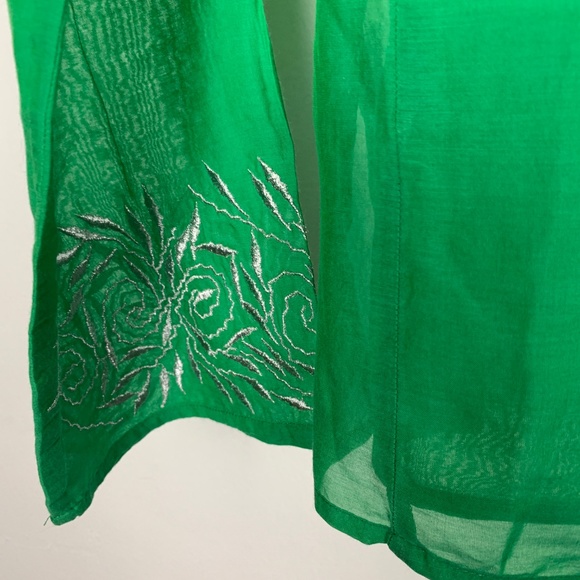 BCBG MAXAZRIA Green Cotton Silver Swirl Tunic Sm - Picture 4 of 7